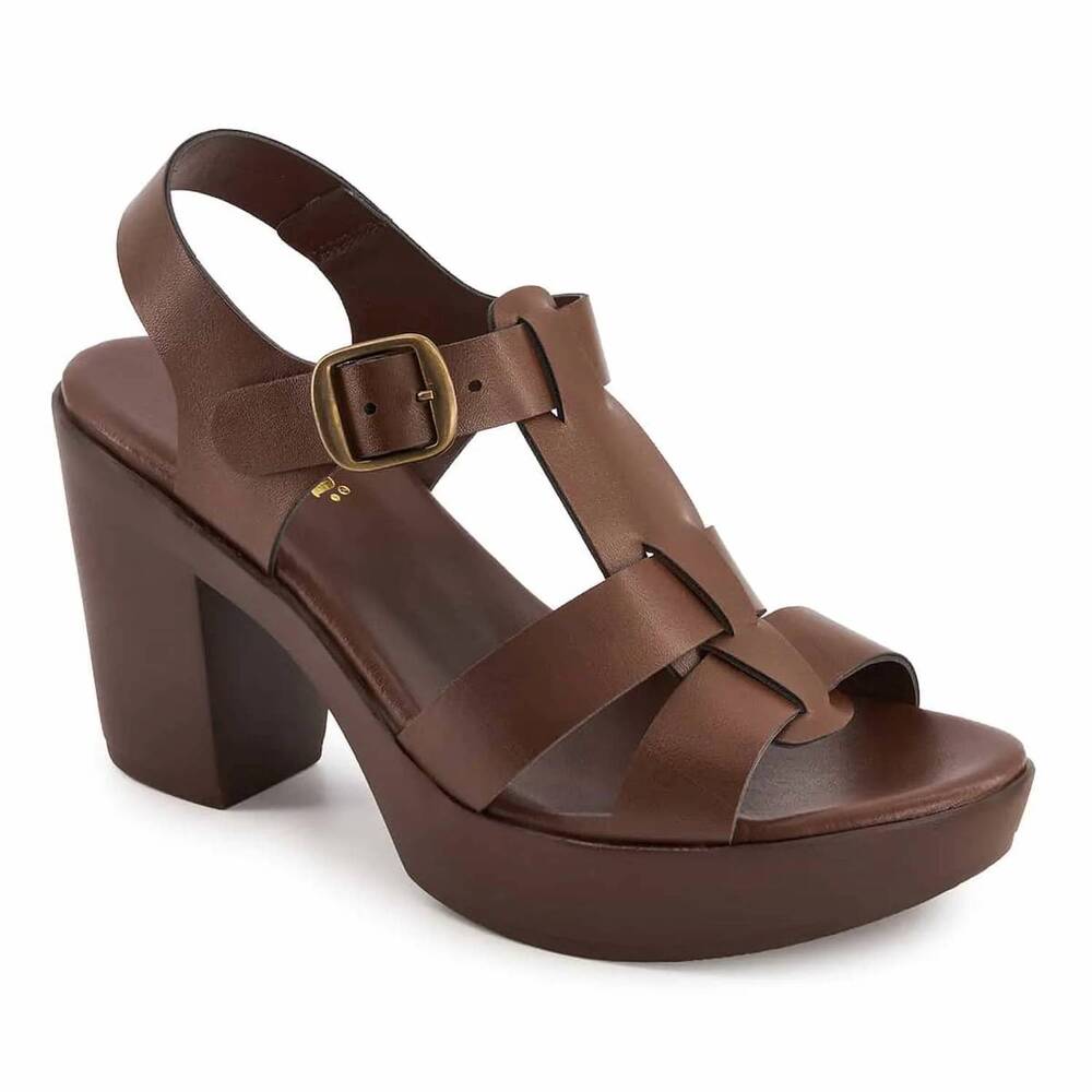 NEW ANDREA women's t-bar platform sandals in dark brown